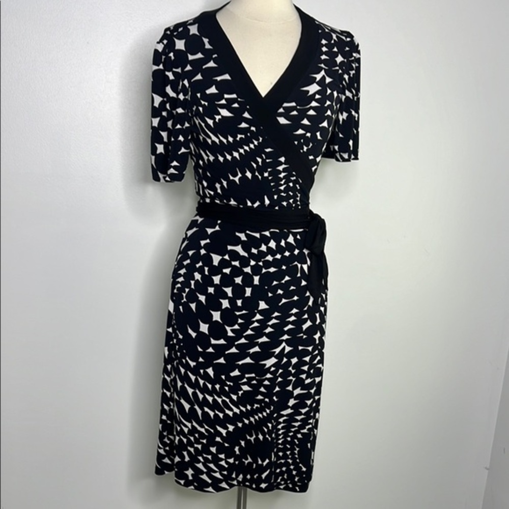 Gabriella Rossi by Andre Smith black and white print wrap dress large
